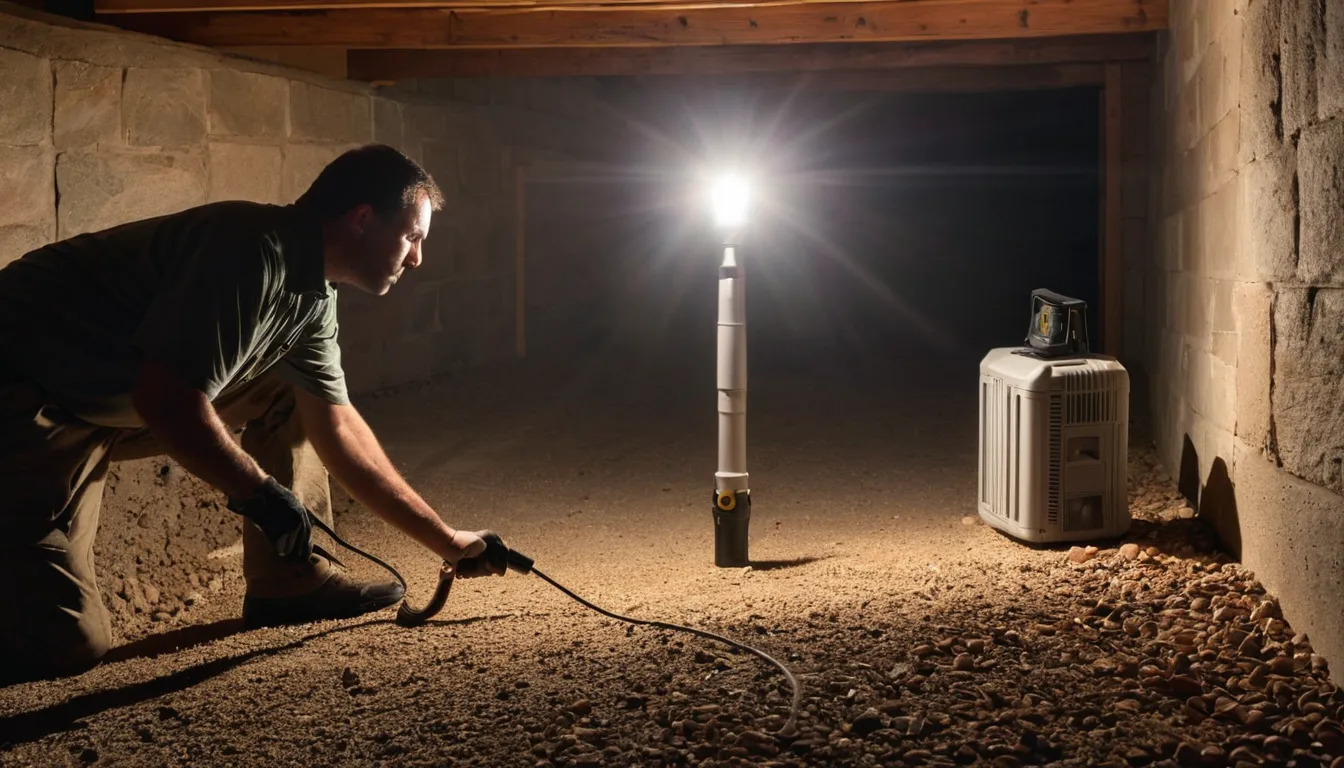 A provider checking a basement foundation wall for gaps and signs of pests